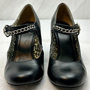 Hot Topic Close Toe Heel Shoes Women Size 7 Faux Leather Black